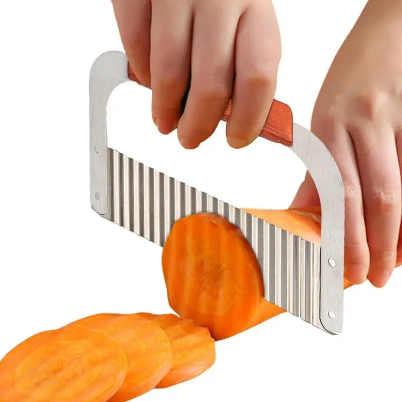 

Wavy Crinkle Potato Cutter Stainless Steel Potato Wave Slicer With Handle Potato Chip Slicer Wavy French Fry Cutter Wave Chopper