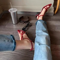 Women Sandal Summer New Fashion Narrow Band Ladies Gladiator Shoes Thin Low Heel Ankle Strap Dress Party Shoes - Image 2
