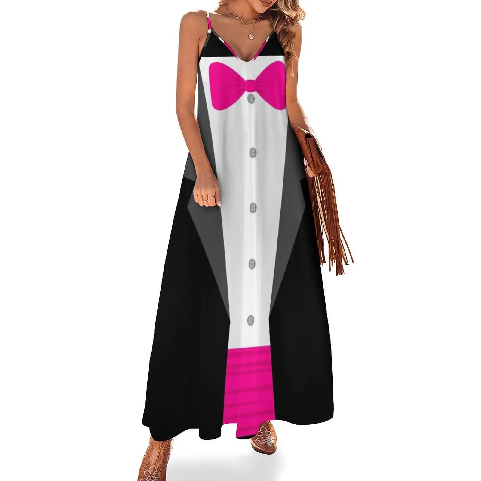 

pink tux tuxedo Sleeveless Dress clothes for woman summer dresses women 2024