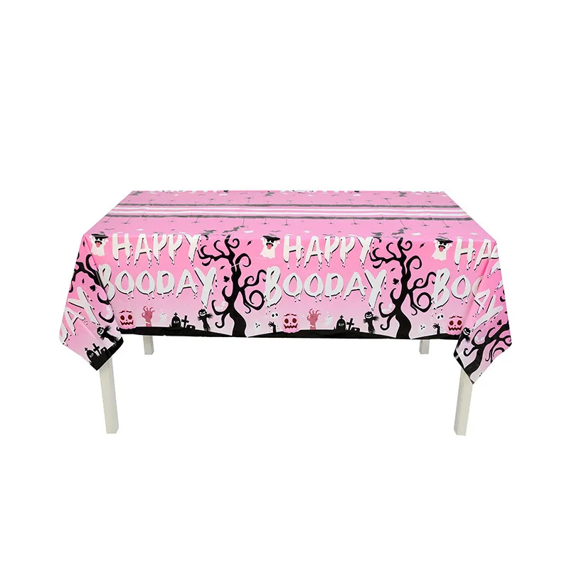 New Halloween tablecloth, Halloween decoration wallpaper, PEVA disposable pink party Regarding the tablecloth