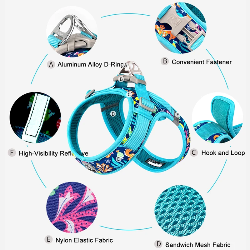 Dog Harness Truelove Dog Harness Soft Material Fashion Design Adjustable Reflective