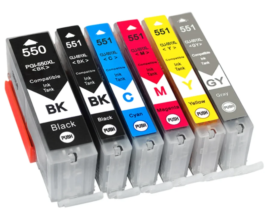 Printer Supplies Ink Cartridge Inkjet Ink Cartridge NEW PGI550 CLI551 Compatible Ink Cartridges For Canon MG6350 MG7150 IP8750 Ip7250 printers PGI-550 CLI 551 PGI-550 CLI-551