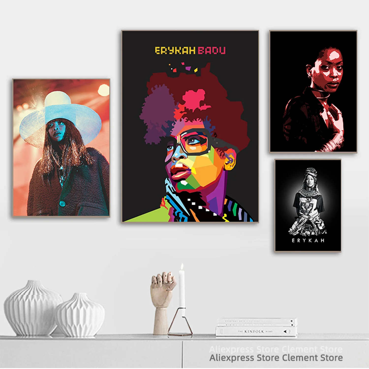 erykah badu Poster,Singer Band Cover Album Music Star Hip Rap Canvas