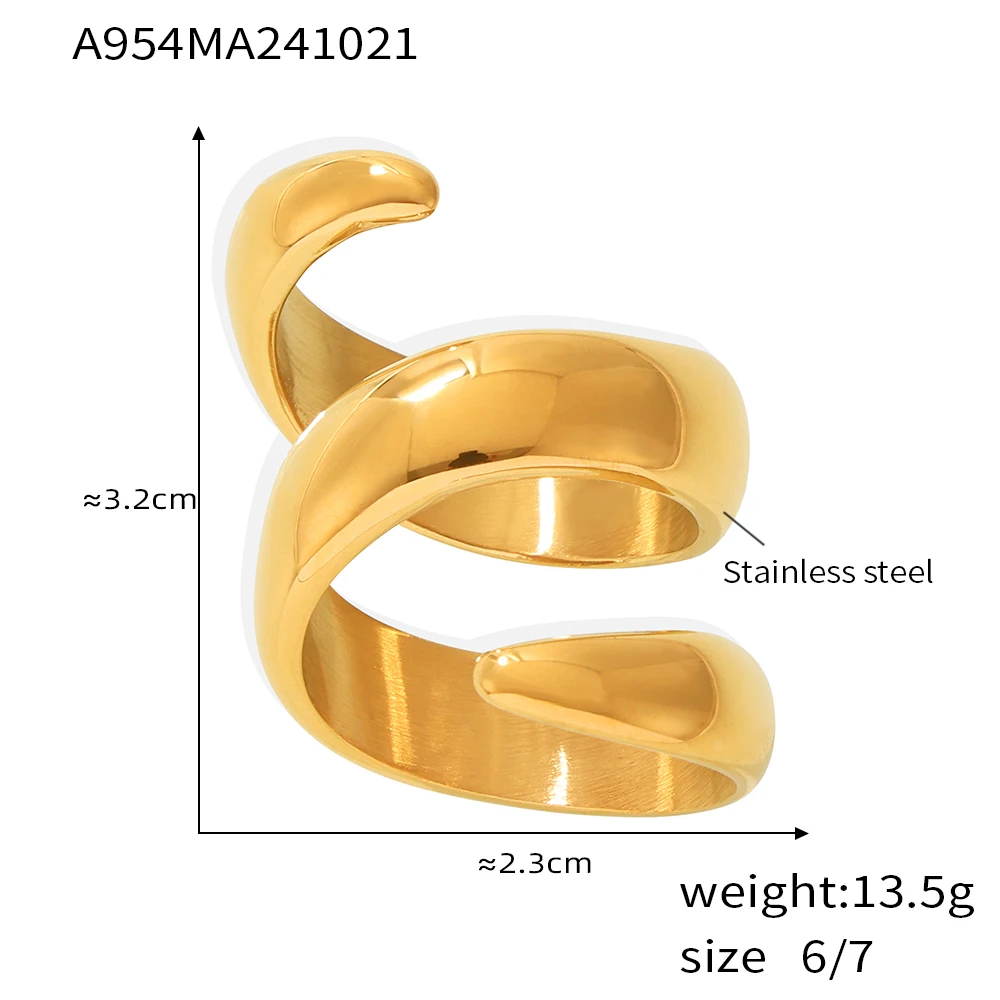 Punk Stil 316L Edelstahl Ring für Frauen Geometrische Wrap Öffnung Vergoldet Personalisierte Ring Weiblichen Wasserdichten Schmuck – Detail 9