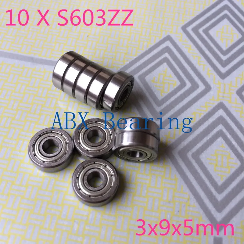 10pcs S603ZZ S603 603 603ZZ 603Z stainless steel deep groove ball bearing 3x9x5mm 3x9x5 miniature bearing 3*9*5