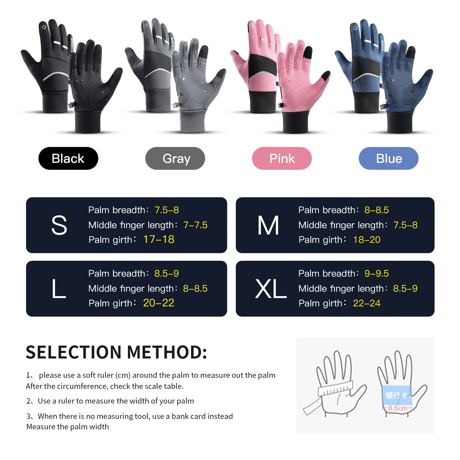 Kyncilor Winter Sports Cycling Skiing Gloves Black Warm Waterproof Touchscreen Nonslip Running Snowboard Motorcycle Gloves 6