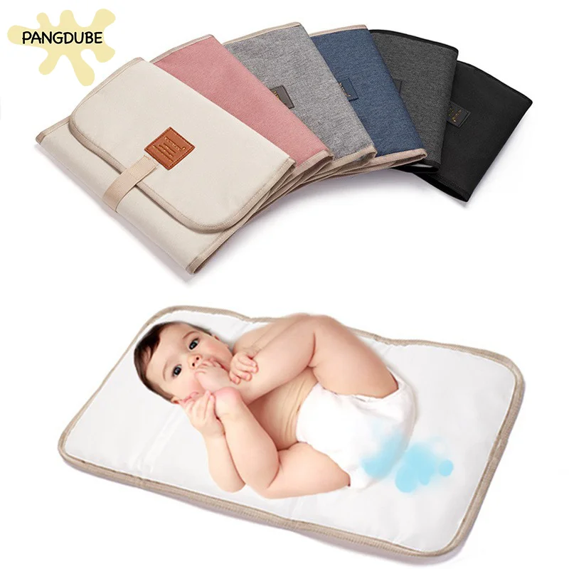 PANGDUBE Foldable Baby Changing Pad Waterproof, Portable Diaper Mat with Safety Strap, Oxford Cloth Nappy Changing Station for T