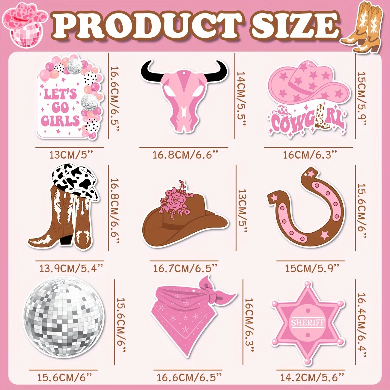 Party Decorations 36Pcs Western Cowgirl Party Hanging Decorations Pink Let's Go Girls Cowgirl Bachelorette Party Decorations for Western