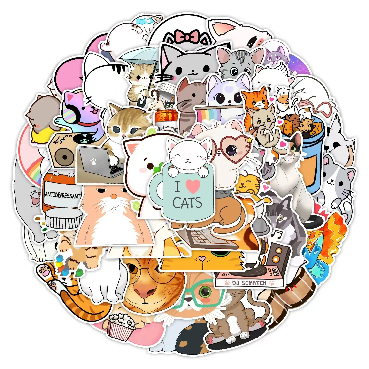 Nuovi Adesivi Per Gatti 2024 200 Fogli Per Telefono Cellulare Tazza D'Acqua Computer Laptop Decorazione Di Cancelleria Adesivi Per Gatti Carini Imperm