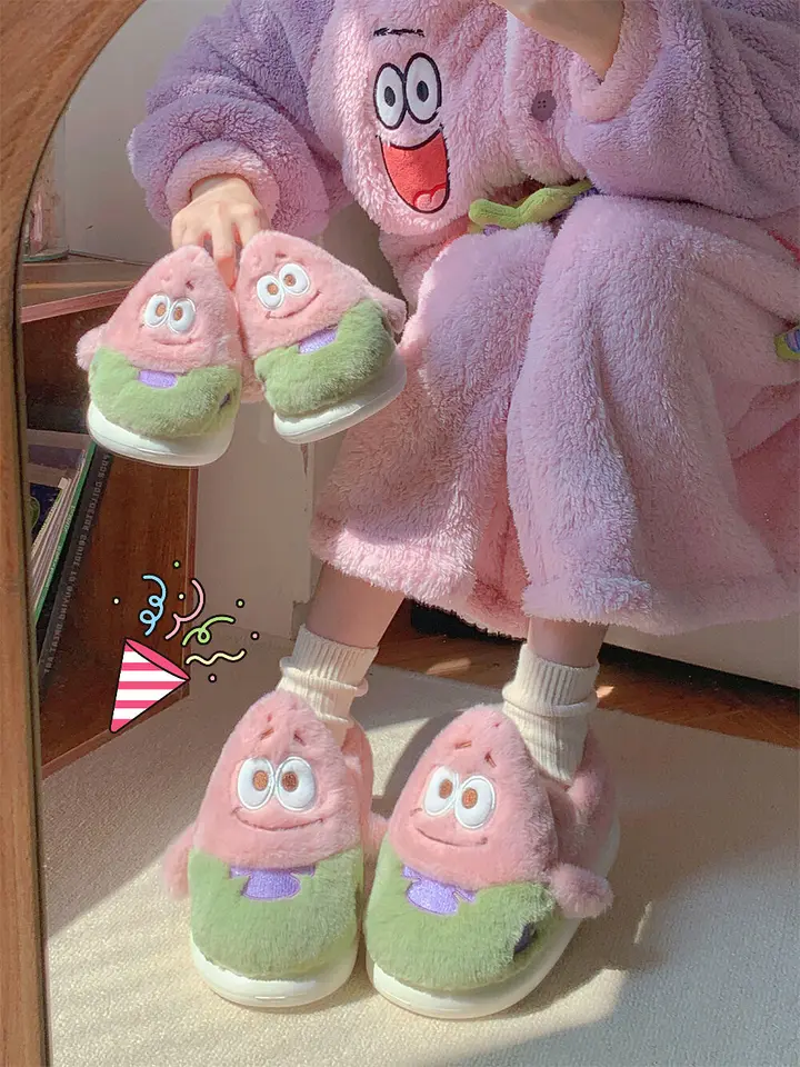 Parent-child Cute Cartoon Cotton Home Slippers Women Winter Female