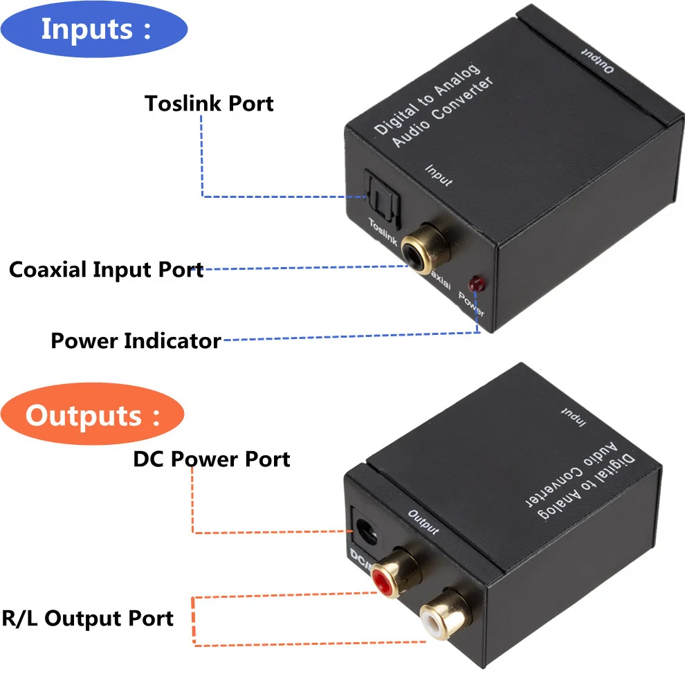 Digital to Analog Audio Converter DAC Amplifier Decoder Optical Coaxial Toslink to Analog RCA L/R Audio Converter Adapter audio converter adapter audio converter audio decoder audio converter amplifier