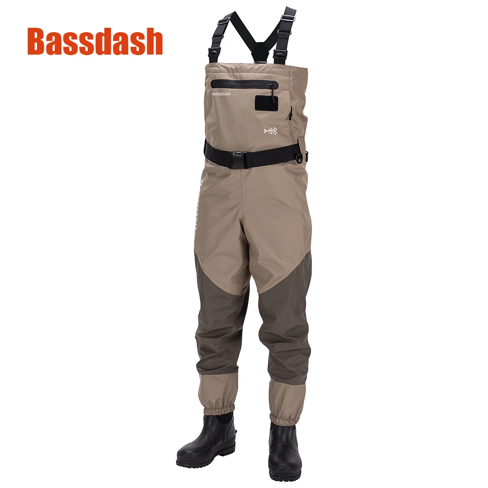 Wading Pants Men Breathable Lightweight Chest and Waist Convertible for Fishing and Hunting Long Pant With Boot Foot