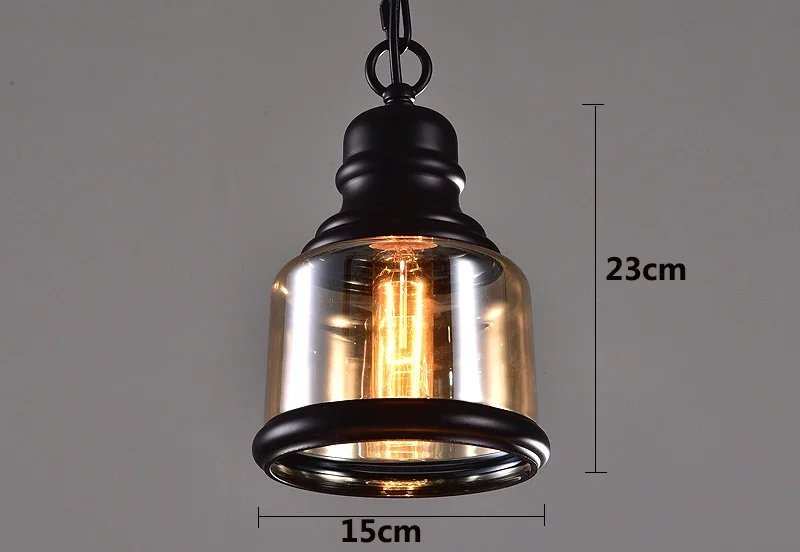 Description Picture 4 of itemVintage Amber glass wine bottle pendant light Industrial style LED E27 Bulb Iron  lamp for bar restaurant Coffee shop