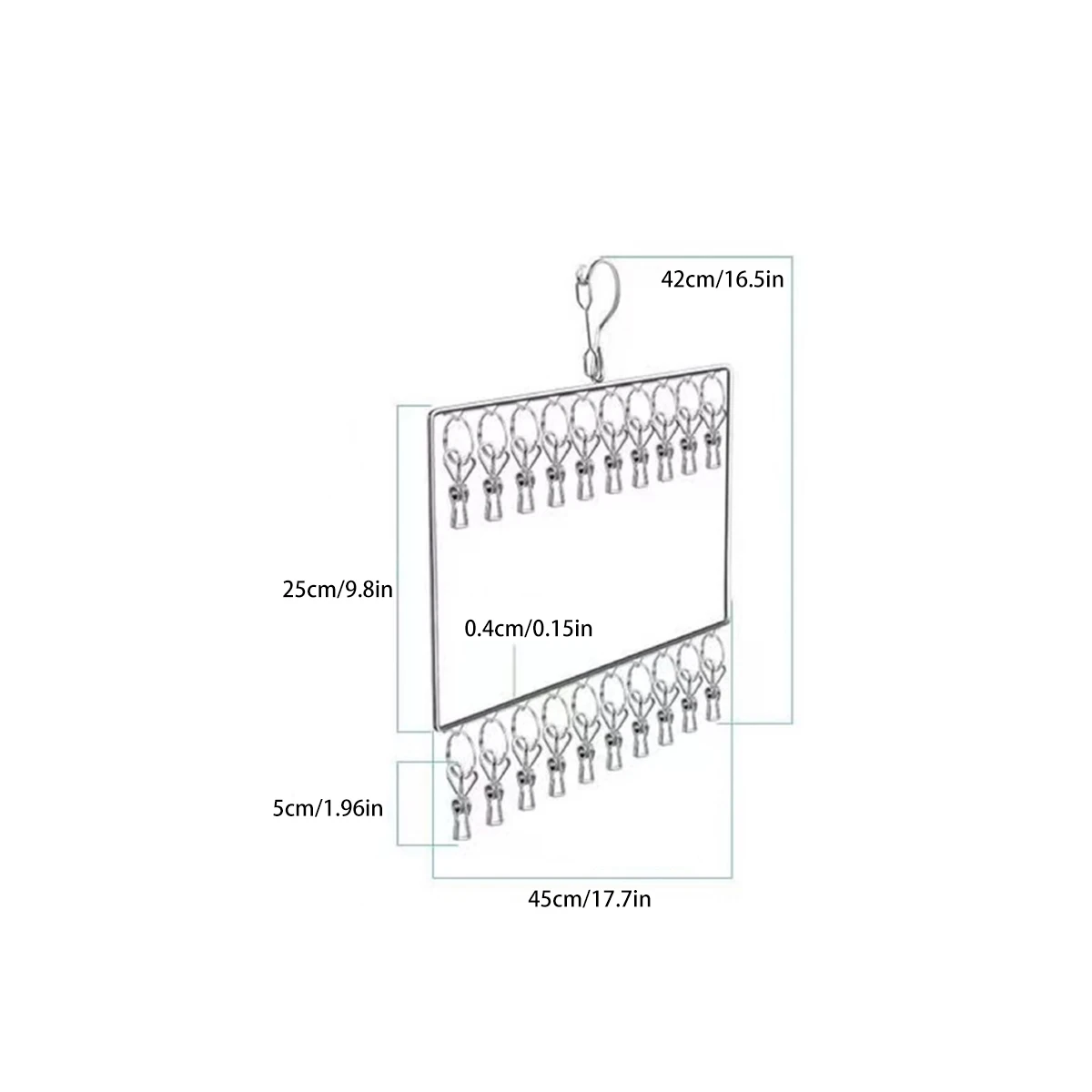 Clothes Drying Clips 20 Clips Stainless Steel Clothes Drying Hanger Windproof Clothing Rack Sock Laundry Airer Hanger Underwear Socks Holder