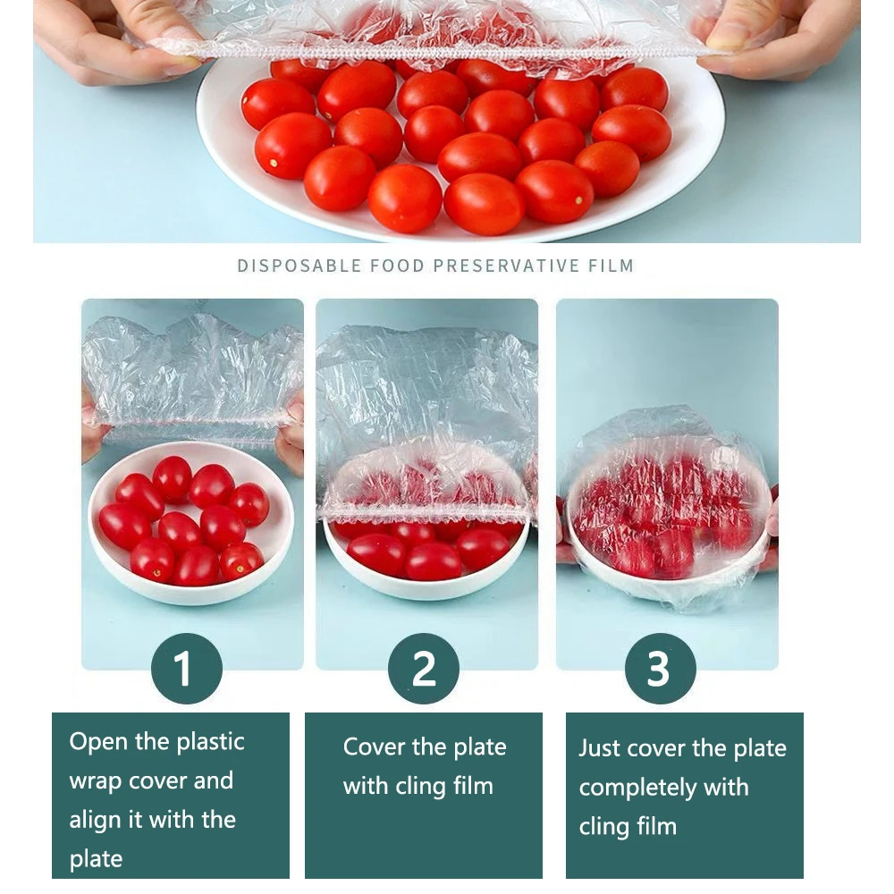 Food Cover 20-1500PCS Disposable Plastic Food Bag Wrap Lids Caps Stretch Bowl Dish Fruit Vegetable Preservation Bag