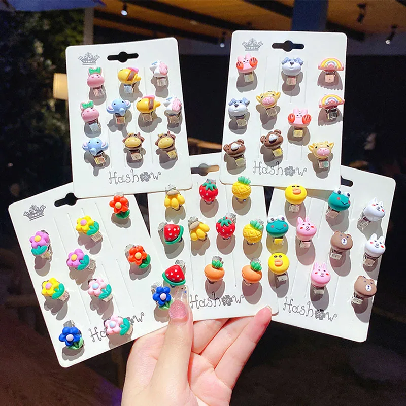 10Pcs/set Cute Girls Earrings No Ear Hole Flower Ear Clip Child Earrings Jewelry Children Princess Birthday Kids Accessories