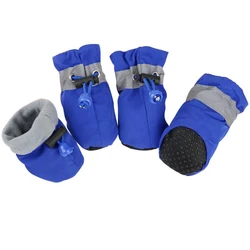 Set of 4 Waterproof Anti-Slip Winter Dog Boots - Thick, Warm Footwear - 6 (Spring Blue)