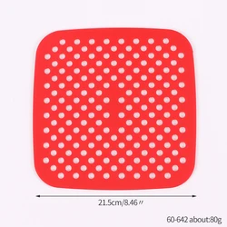 Reusable Non - Stick Silicone Liner Mat for Air Fryers, Baking, and Kitchen Use (8.5in red square)
