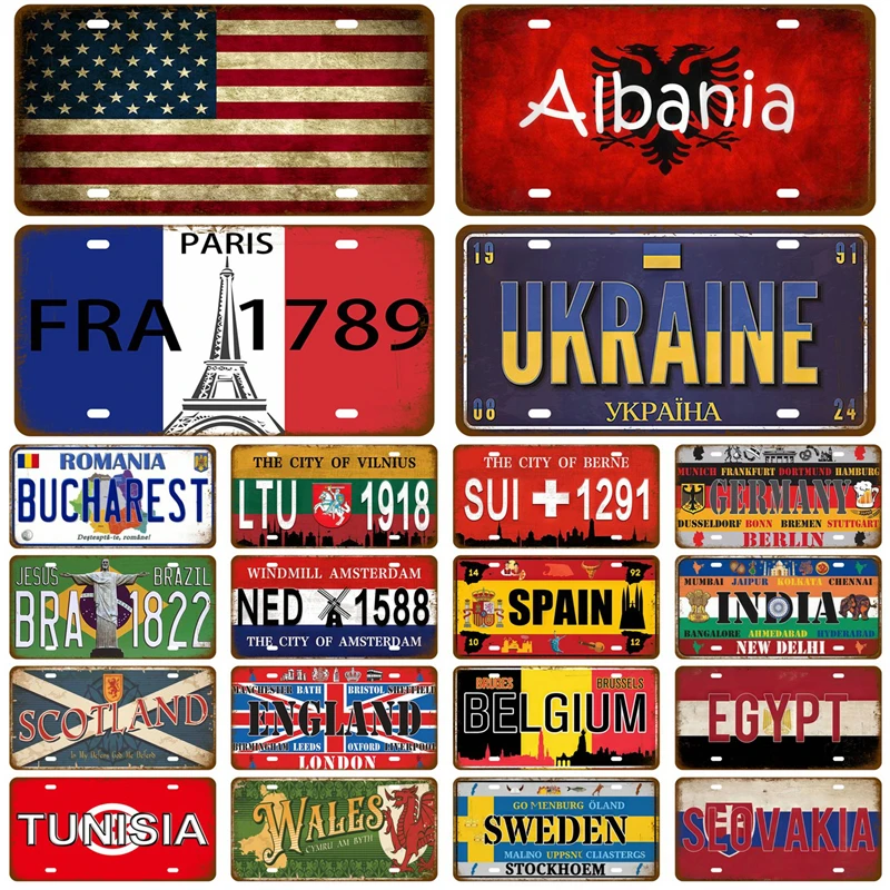 

Табличка из Франции, Израиля, Испании, Жестяная Табличка для стен, дома, ресторана, крафт-бара, Декор, металлический знак, флаг Германии, США, жестяной знак