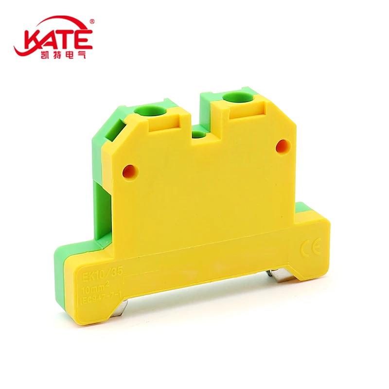 Din Rail Terminal Block Wire Connectors 1Pcs EK2.5 4 6 10 16 35 /35 Quick Mount Ground Terminal Electrical Wire Connector DIN Yellow Green SAK Rail Terminal Block