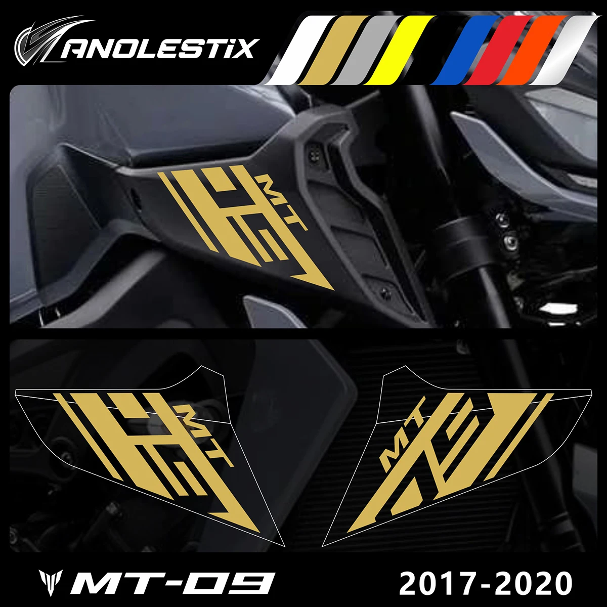 AnoleStix Reflective Motorcycle Logo Set Emblem Decals For YAMAHA MT09 MT-09 SP 2017 2018 2019 2020 motorcycle engine stator pulse slider crash protection for yamaha mt 09 mt09 mt 09 fz 09 2014 2015 2016 2017 2018 2019