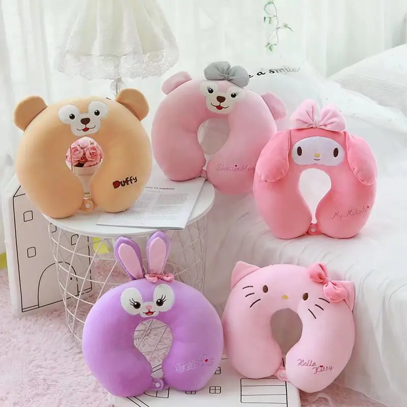 Travel pillow cervical orthopedic pillow Disney Mickey Minnie Stitch Cartoon Kawaii Travel Portable U-Shaped Pillow Car Office Neck Pillow Cervical Boy Girl Gifts