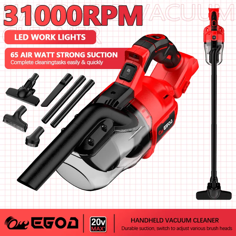 Electric EGOD 5-in-1 Wireless Brushless Handheld Vacuum Cleaner for Milwaukee Battery Floors Carpets Pet Hair Cars Clean Tools handheld vacuum cleaner