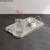 Metal Glass Mirror Storage Tray Gold Oval Dotted Fruit Plate Small Items Jewelry Display Tray Mirror 45*30cm/35*20cm 2