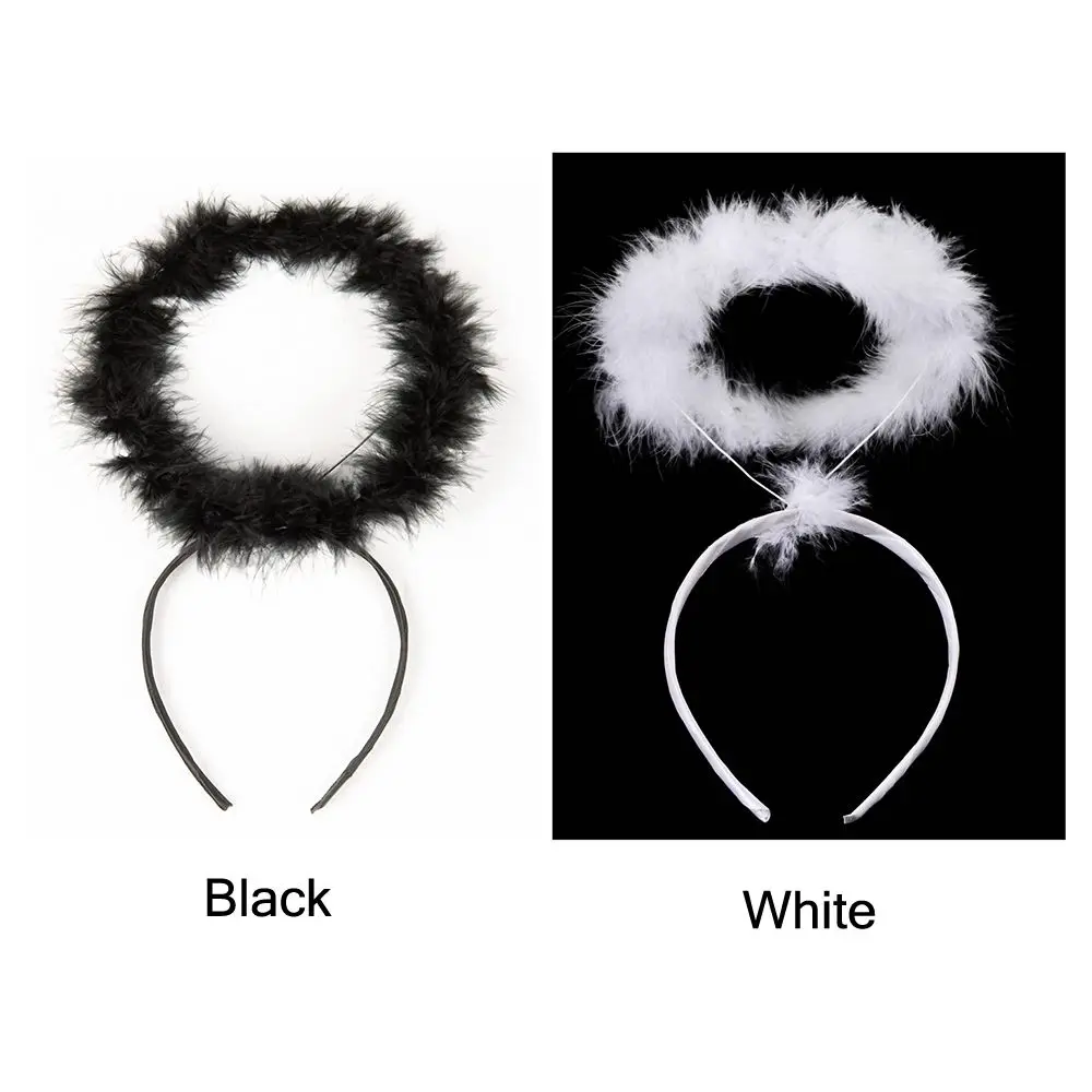 Angel Halo Headband Black White Feather Angel Headband Xmas Festival Performance Party Favor Angel Outfit Costume Accessories