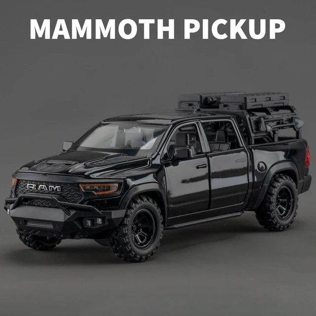thumbnail image 1 of 1:32 Dodge RAM 1000 TRX Mammoth Picku Modelo de coche de aleación Sonido y luz Pull Back Juguete para niños Coleccionables Regalo de cumpleaños, 1 of 5