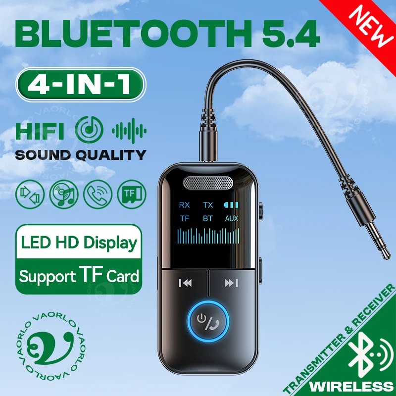 Bluetooth Transmitter Receiver Bluetooth 5.4 Adapter 2-in-1 - Sender & Empfänger Mit 3,5mm Klinke Für Auto, TV & HiFi Aux Bluetooth Adapter Auto