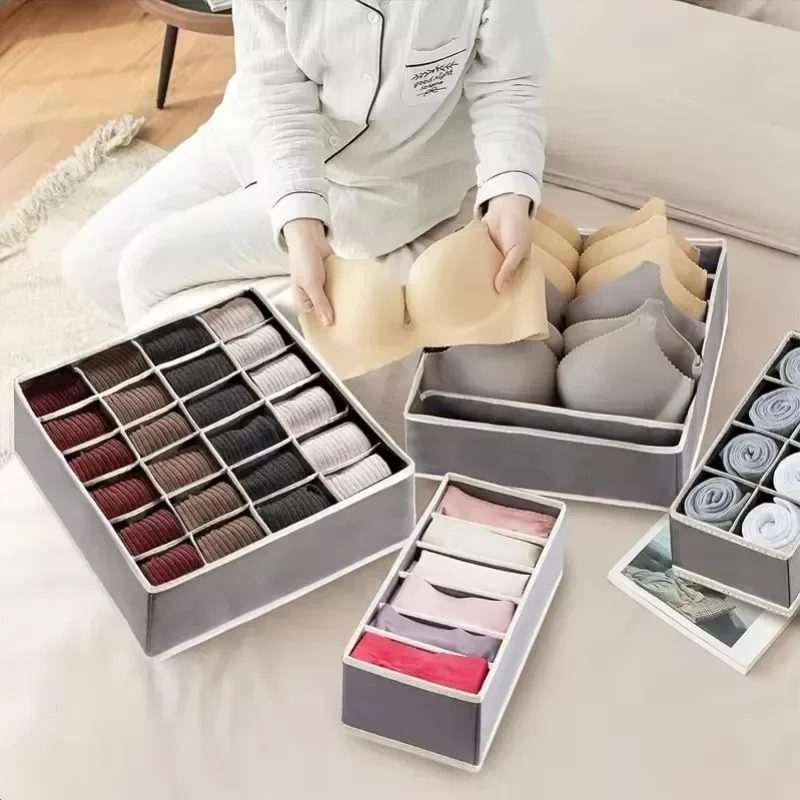 Multi-Use Drawer Storage Organizer for Underwear, Socks, Bras | Foldable Fabric Closet Box with Scarf & Tie Compartments 3