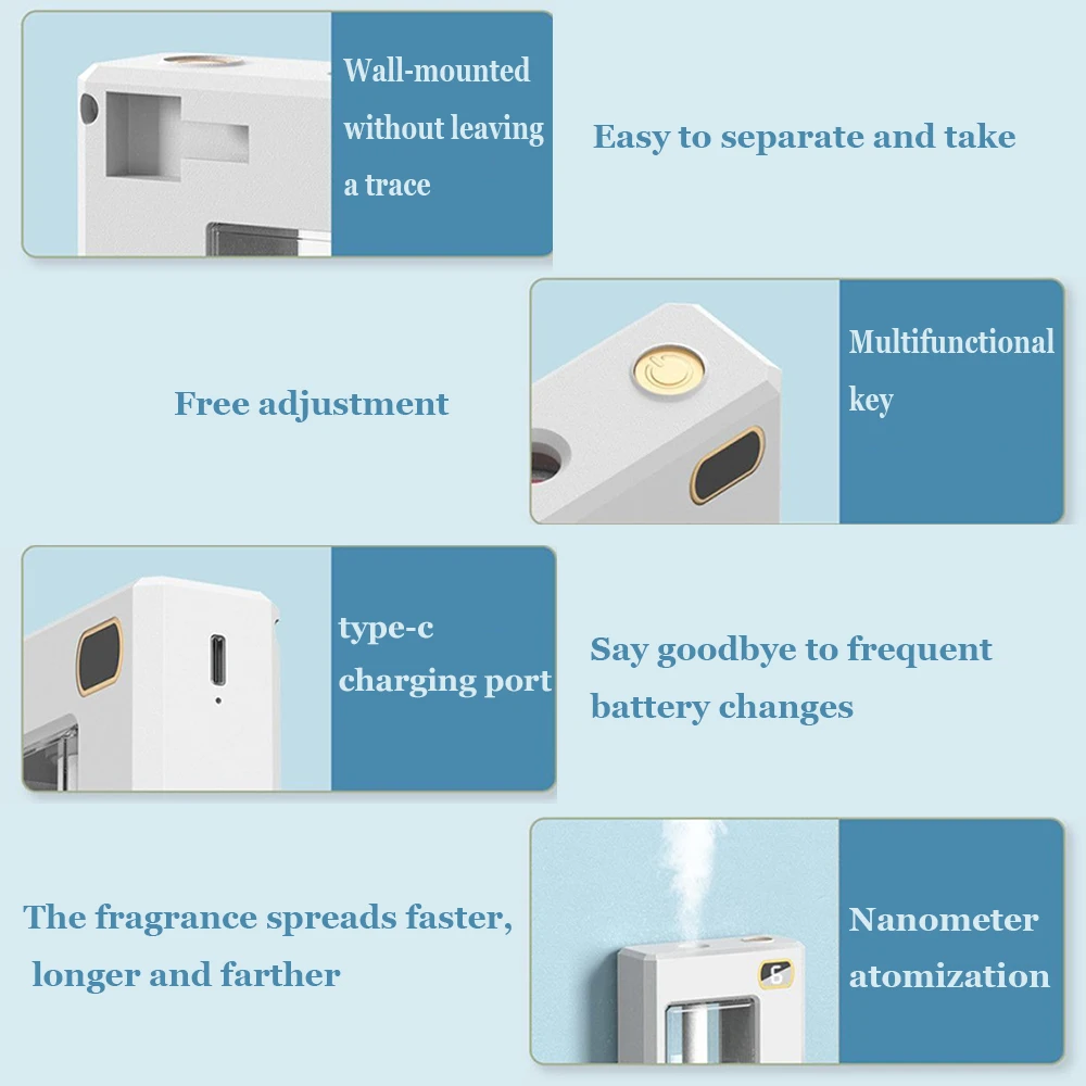 Home Wall-mounted Aromatherapy Machine Intelligent Automatic Aromatherapy Machine Six Adjustable Levels Vertical spray