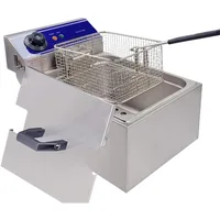 Commercial Electric Deep Fryer Countertop Stainless Steel Deep Fryer w/ Temperature Control Single Large Tank French Fries 1