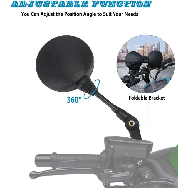 1 Pair of Motorcycle Rearview Mirror Round Foldable M8 M10 for Street Bikes Sport Bikes Scooters Cruisers ATV Motorcycles