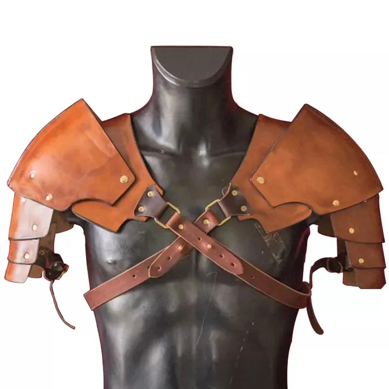 

Steampunk Medieval Men Costume Armor Viking Samurai Warrior Knight Leather Harness Shoulder Pauldrons Protector Vintage Battle