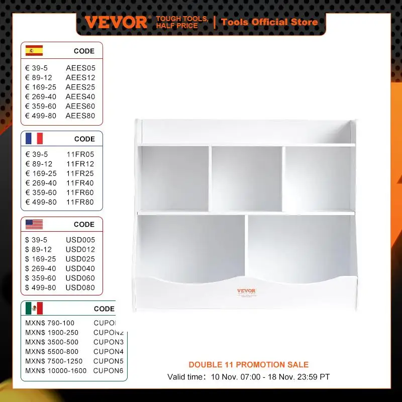 VEVOR Kid Storage Cubby Toy Storage Organizer with Bookshelf Children Book Toy Shelf for Kids Room Playroom Kindergarten Nursery