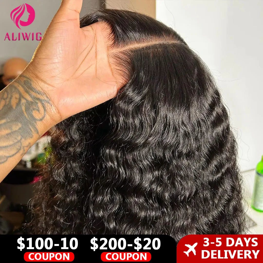 Glueless 5x7 Ready to Wear Deep Wave HD Lace Clousure Pre Plucked Curly Brazilian Transparent Lace Front Human Hair Wigs human hair wig,lace front wig,human hair wigs,front lace wig