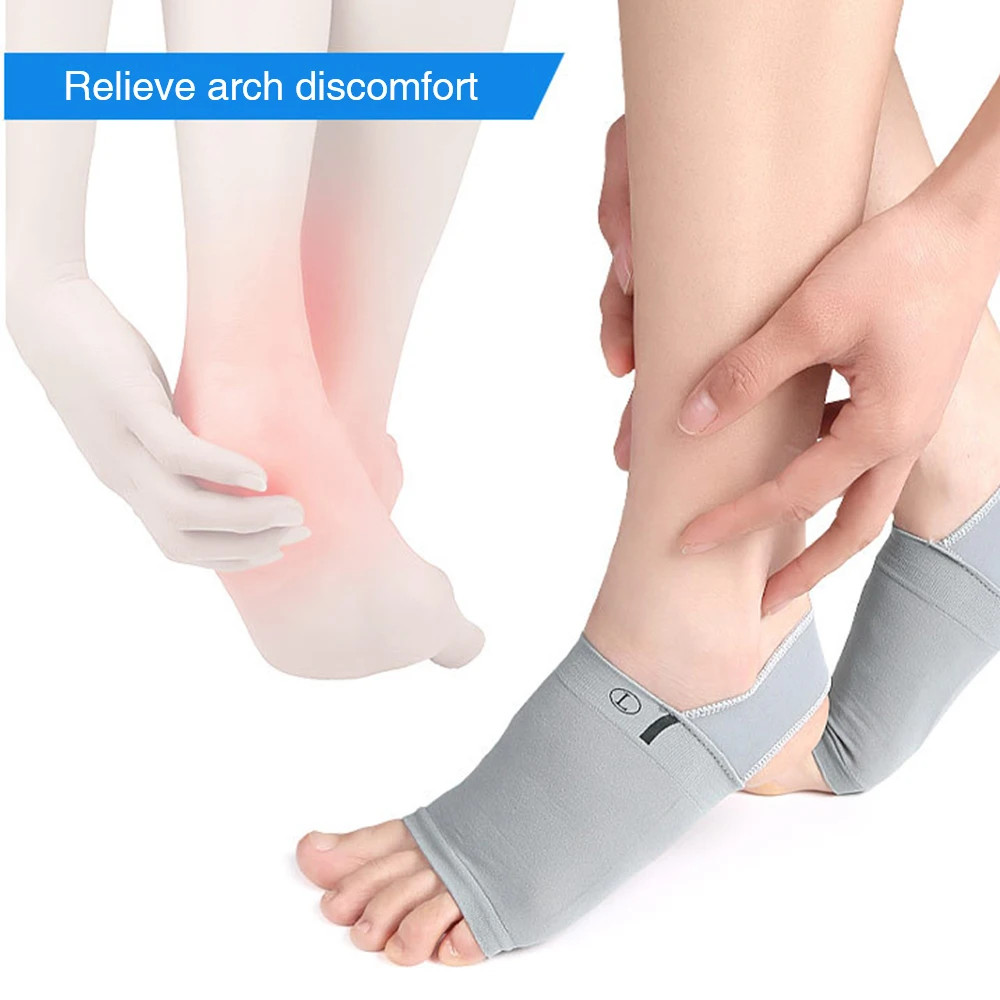 1Pair Arch Support Sleeve Cushioned Soft Elastic Gel Pad Fabric Arch Sock for Flat Foot Pain Relief Plantar Fasciitis Heel Spurs