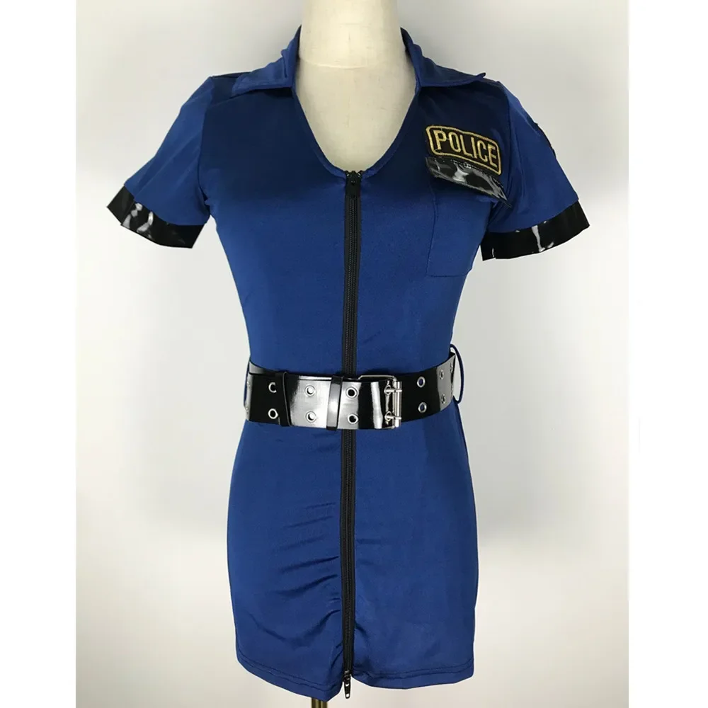

4Pcs/Set Sexy Policewomen Cop Costume Police Woman Officer Cosplay Uniform Bodysuit Belt Hat Handcuffs