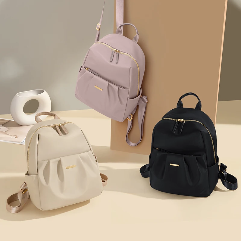 GOLF Cute Backpacks for Women Elegant Ladies Backpack Purse Solid Color Small Back Pack Bags Multi Pockets Aesthetic Female Bag 6