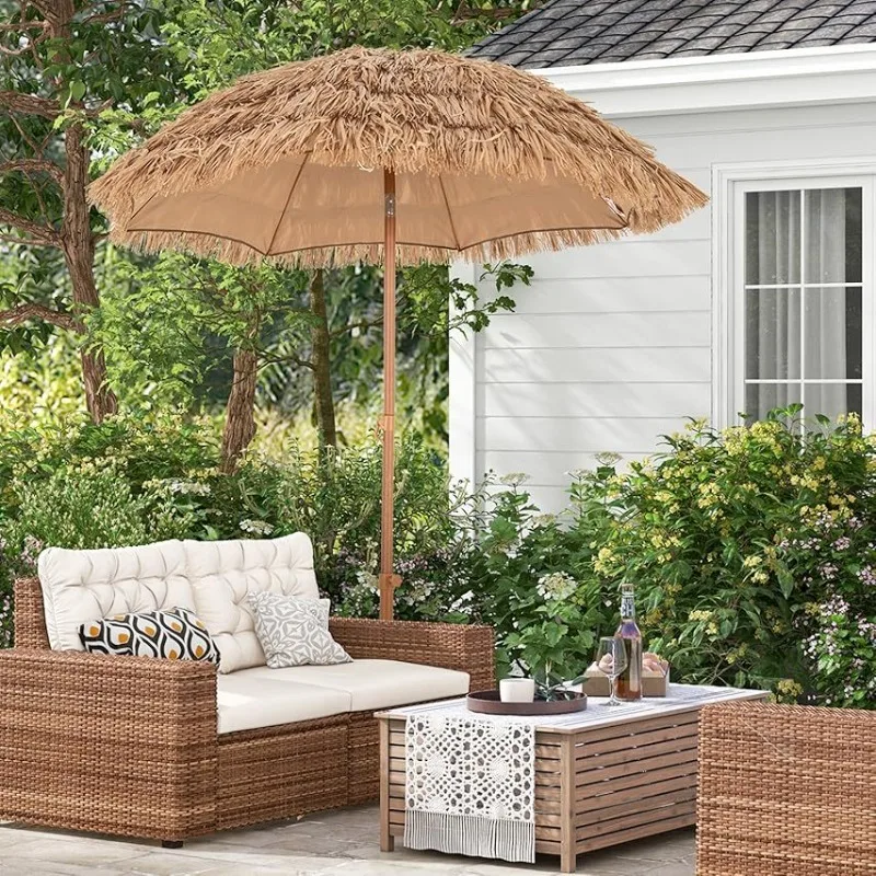 Foldable Sunshade Umbrella Plastic Straw Shape Courtyard Portable