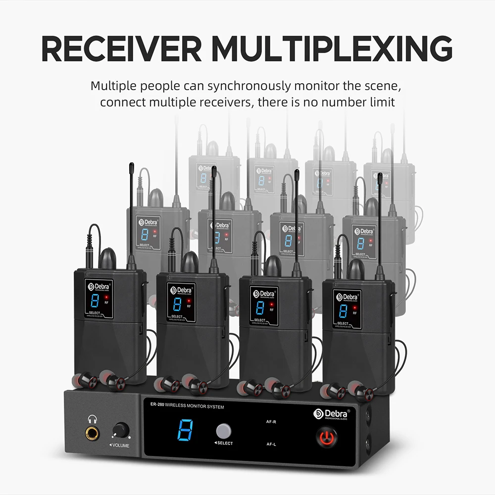 Debra UHF Wireless In Ear Monitor System ER-280 500-700mHz With Multiple Transmitter for Small Concerts And Home Theater. wireless in ear monitor
