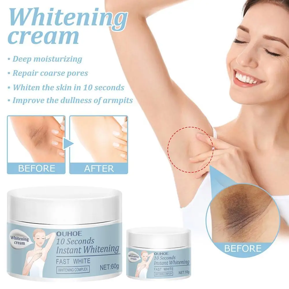 10 Seconds Fast Whitening Cream Underarm Armpit Whitening Cream Legs Knees Private Parts Body Whitening Cream laikou niacinamide body moisturizing whitening cream armpit cream legs knees private parts shrink pores nature white 100g