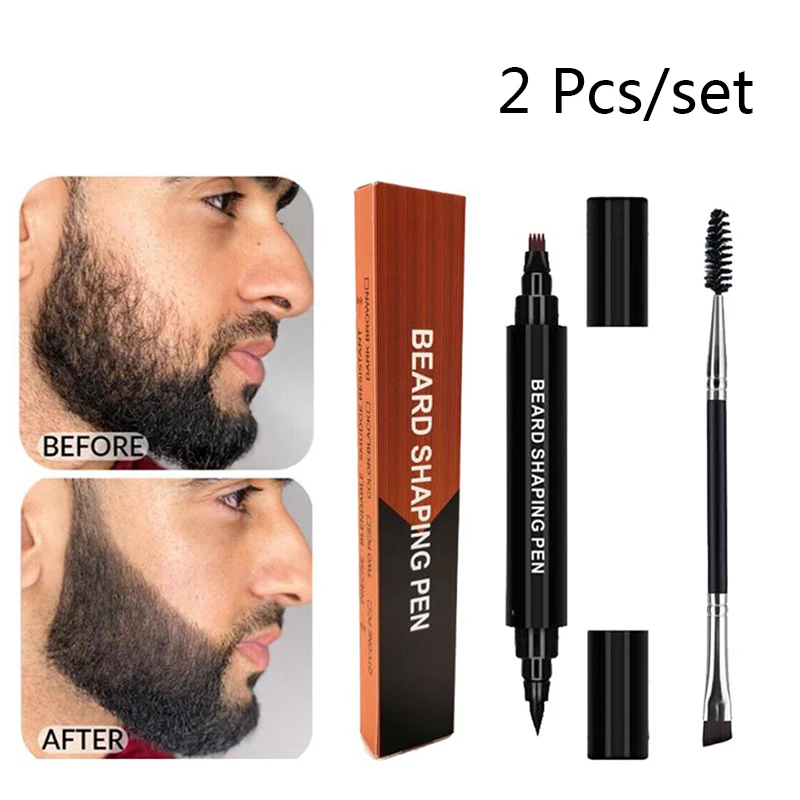 

2Pcs/set Men Beard Pen Makeup Enhancer Waterproof Mustache Coloring Beard Filler