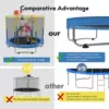 60" Trampoline for Kids with Net, 5FT Indoor & Outdoor Small Toddler Trampoline with Basketball Hoop & Dart Board for Ages 1-8, Birthday Gifts for Boys & Girls, Baby Toddler Christmas Toys