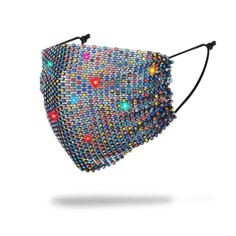 Hot Sale Color Rhinestone Mask Personality Color Diamond Internet Celebrity Flash Diamond Fashion Mask Female Breathable