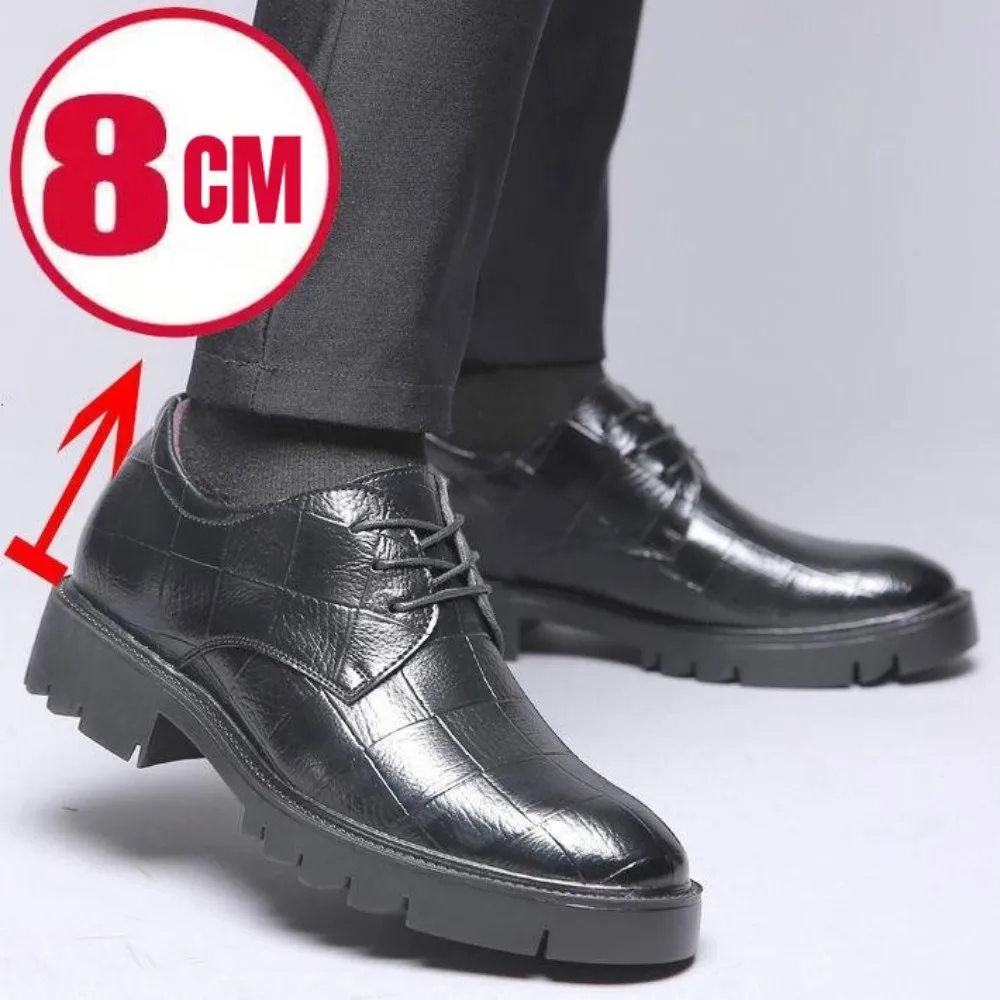 

PDEP Men's Invisible Height Increase 8cm,10cm Leather Shoes Lace Up Wedding Business Dress Chaussure Hommes Sapatos Masculinos