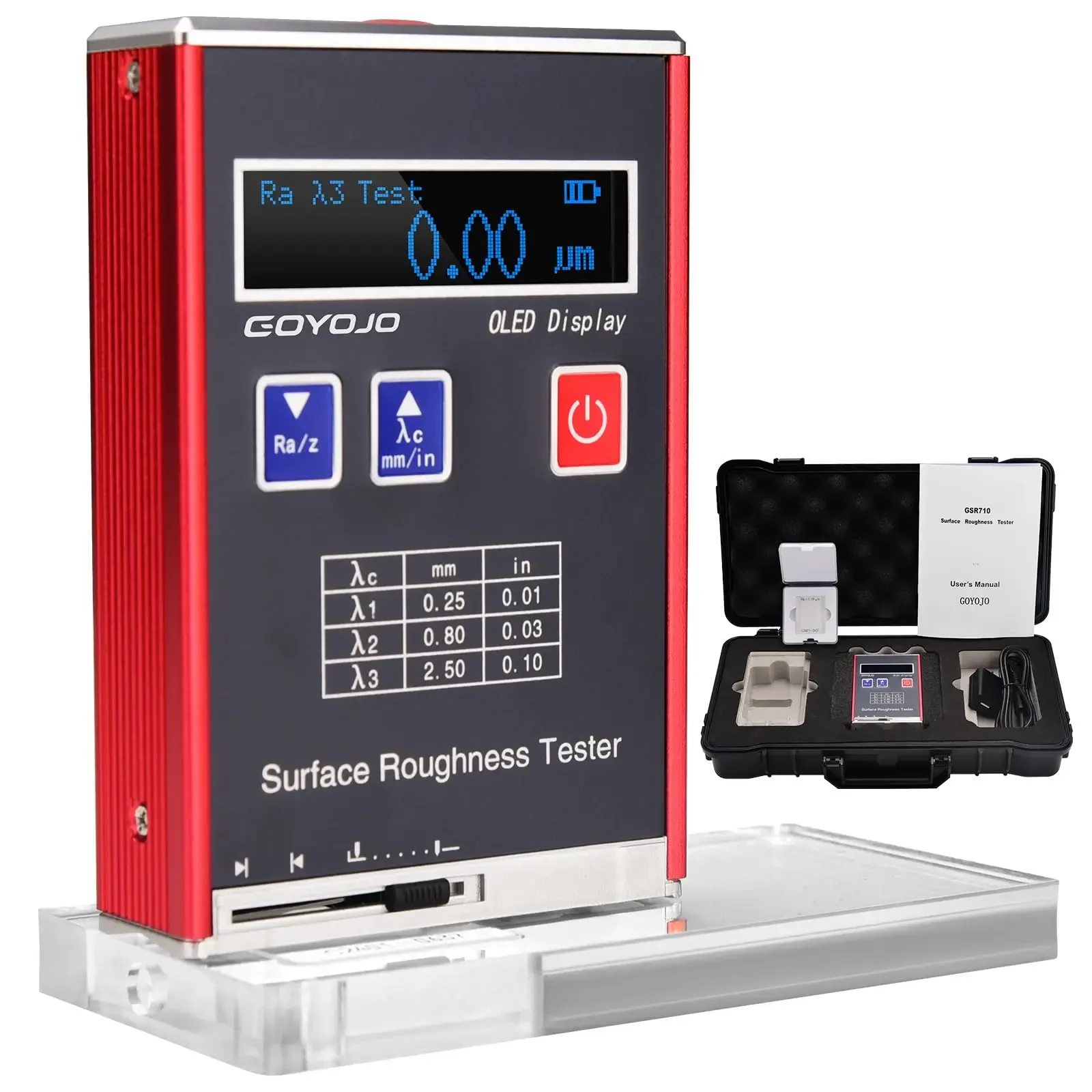Surface Roughness Tester Meter High Accuracy 0.01&mu;m Profilometer Portable Profile Gauge 4 Testing Parameters Ra/Rq Rz/Rt