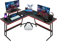 L Shaped Gaming Desk Computer Corner Desk PC Gaming Desk Table with Large Monitor Riser Stand  (Black, 51 Inch) 1